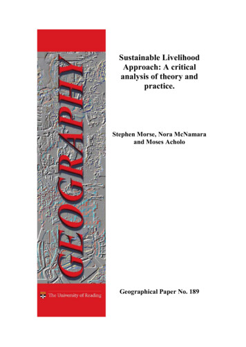 Sustainable Livelihood Approach: A Critical Analysis Of .