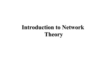 Introduction To Network Theory - University Of Cambridge
