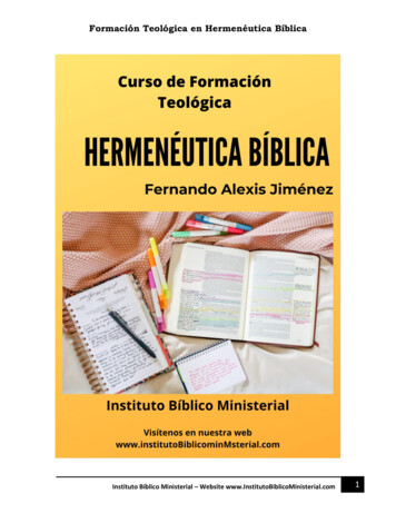Formación Teológica En Hermenéutica Bíblica