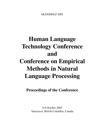 Human Language Technology Conference And Conference On Empirical .