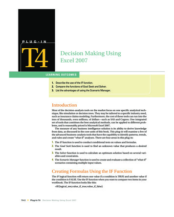 Decision Making Using Excel 2007 - Cs.furman.edu