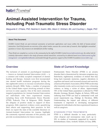 Animal-Assisted Intervention For Trauma, Including Post .