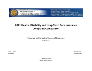 2021 Health, Disability And Long-Term Care Insurance Complaint Comparison
