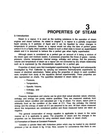 PROPERTIES OF STEAM - Heat Engines
