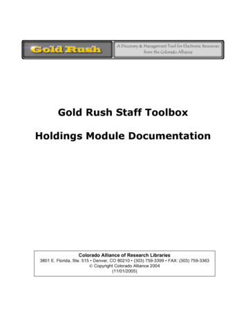 Gold Rush Staff Toolbox Holdings Module Documentation
