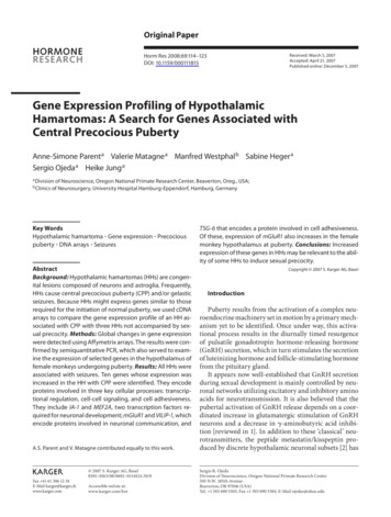 Gene Expression Profiling Of Hypothalamic Hamartomas: A Search For .