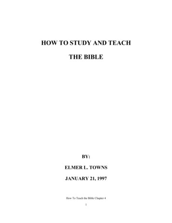 HOW TO STUDY AND TEACH THE BIBLE