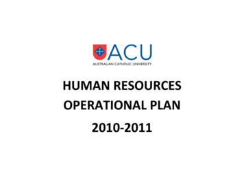 HUMAN RESOURCES OPERATIONAL PLAN 2010-2011