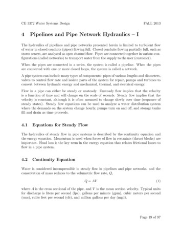 4 Pipelines And Pipe Network Hydraulics { I