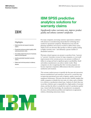 IBM SPSS Predictive Analytics Solutions For Warranty Claims