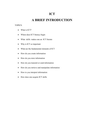 ICT A BRIEF INTRODUCTION - Project GoodWill