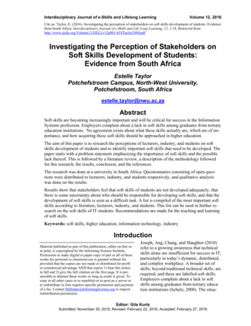 Investigating The Perception Of Stakeholders On Soft .