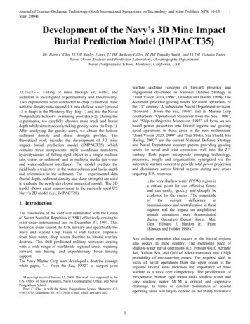 Development Of The Navy’s Burial Prediction Model (IMPACT35)