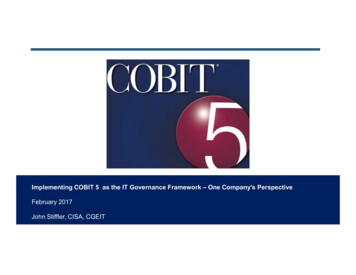 Implementing COBIT5 Boise ISACA - ISACA Boise