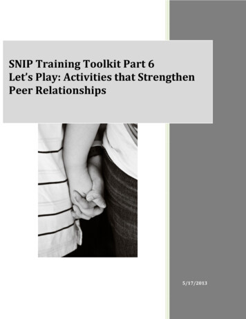 SNIP Training Toolkit Part 6 Let’s Play: Activities That .