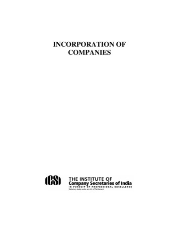 Incorporation Of Companies - Icsi
