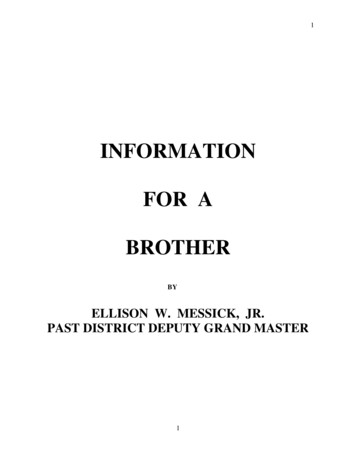 INFORMATION FOR A BROTHER - Hampton Lodge No. 204, 
