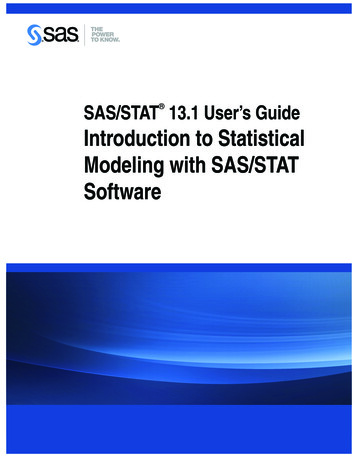 Introduction To Statistical Modeling With SAS/STAT Software