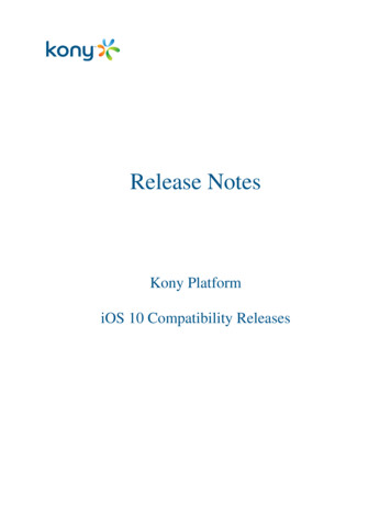 Release Notes - Kony Is Now Temenos