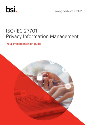 ISO/IEC 27701 Privacy Information Management