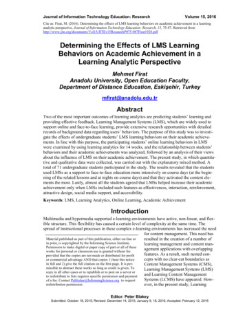Determining The Effects Of LMS Learning Behaviors On Academic . - JITE