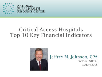 Critical Access Hospitals Top 10 Key Financial Indicators