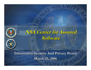 NSA Center For Assured Software - NIST