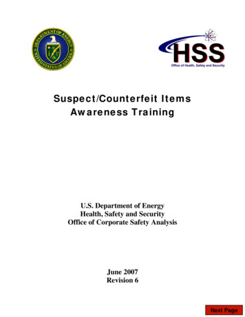Suspect/Counterfeit Items Awareness Training - Jlab 