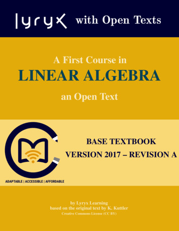 A First Course In LINEAR ALGEBRA - Lyryx Learning