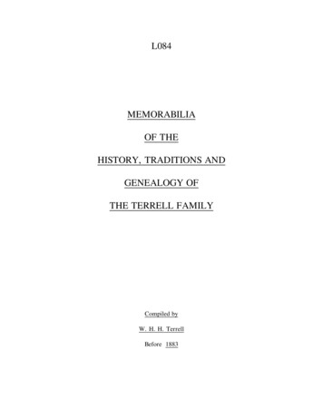 L084 Memorabilia Of The History, Traditions And Genealogy Of The .
