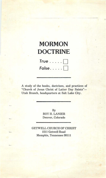 MORMON DOCTRINE - Tennessee Bible College