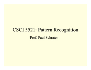 CSCI 5521: Pattern Recognition - University Of Minnesota
