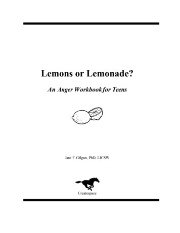 Lemons Or Lemonade Anger Workbook For Teens