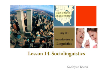 Lesson 14. Sociolinguistics - University Of Pennsylvania