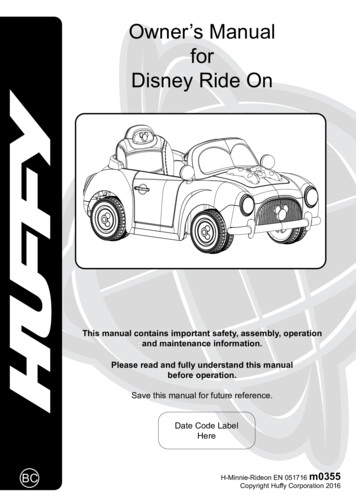 Owner’s Manual For Disney Ride On - Huffy
