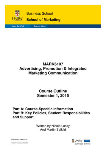 MARK6107 Advertising, Promotion & Integrated Marketing .