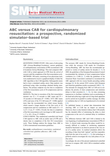 ABC Versus CAB For Cardiopulmonary Resuscitation . - Portal