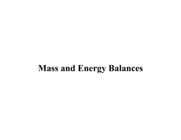 Mass And Energy Balances - NCSU
