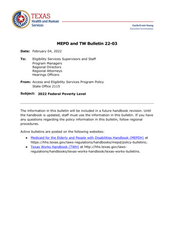 MEPD And TW Bulletin 22-03 - Texas Health And Human Services