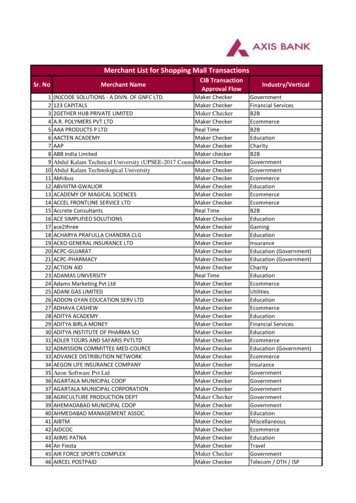 Merchant List For Shopping Mall Transactions - Axis Bank
