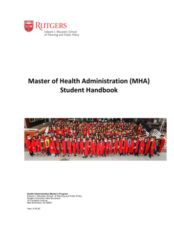 Master Of Health Administration (MHA) Student Handbook