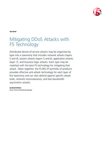 Mitigating DDoS Attacks With F5 Technology F5 Technical Brief