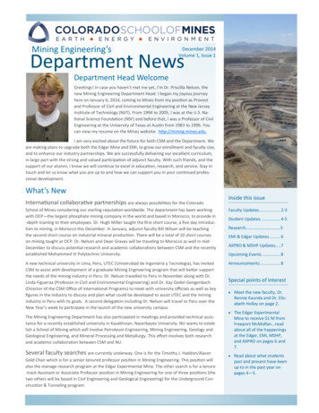 Mining Engineering's December 2014 Department News Volume 1, Issue 1