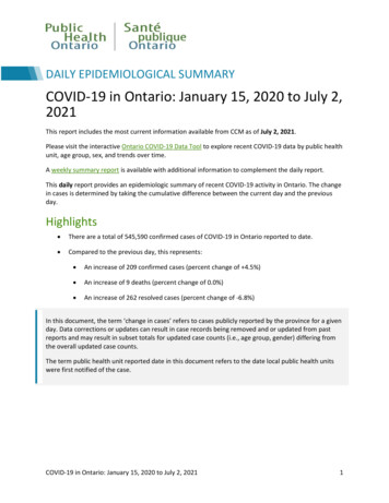 COVID-19 In Ontario: January 15, 2020 To July 2, 2021