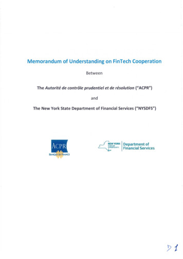 Memorandum Of Understanding On FinTech Cooperation