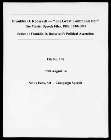 Franklin D. Roosevelt-The Great Communicator The Master .