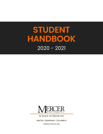 STUDENT HANDBOOK - Mercer University School Of Medicine