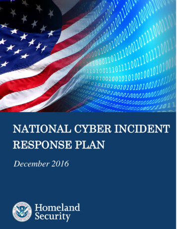 National Cyber Incident Response Plan - December 2016 - CISA