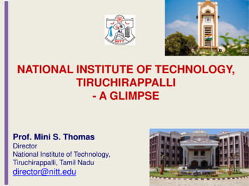 A GLIMPSE - National Institute Of Technology, Tiruchirappalli