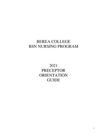 Berea College Bsn Nursing Program 2021 Preceptor Orientation Guide